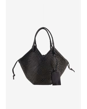 IBELIV Medium Trinity Woven Leather Shoulder Bag - Black