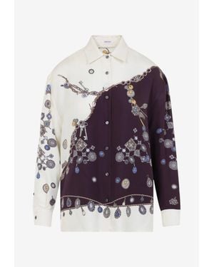 Versace Printed Silk Long-Sleeved Shirt - Multicolour