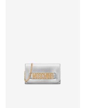 Moschino Crystal Embellished Logo Wallet - White