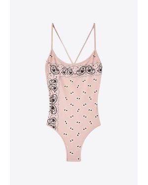Palm Angels Paisley Print One-Piece Swimsuits - Pink