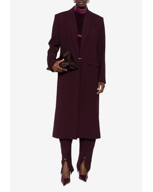 Mugler Notched-Lapel Wool Coat - Red