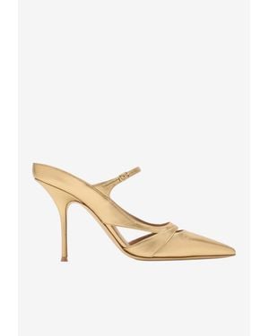 Malone Souliers Patty 90 Metallic Leather Mules - Natural