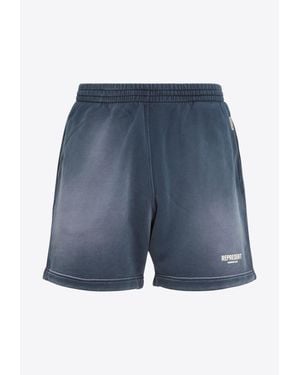 Represent Owners Club Faded Track Shorts - Blue