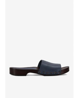 LA ROSE Studded Leather Clogs - White