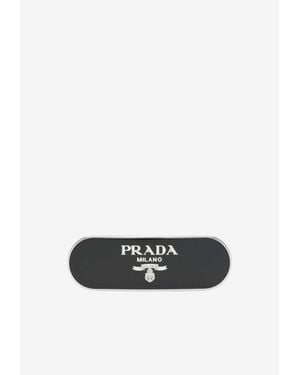 Prada Enamelled Logo Hair Clip - White