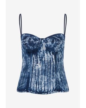MYBESTFRIENDS Avalon Bleached Denim Bustier Top - Blue