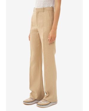 Chloé High-Waisted Linen Tailored Pants - Natural