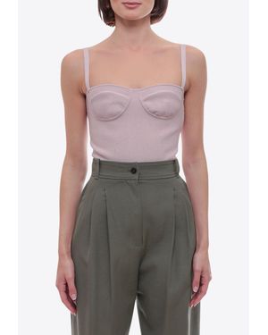 McQueen Rib-Knit Bustier Sleeveless Top - Pink