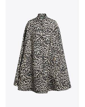 Valentino Animal-Print Wool Cape - White