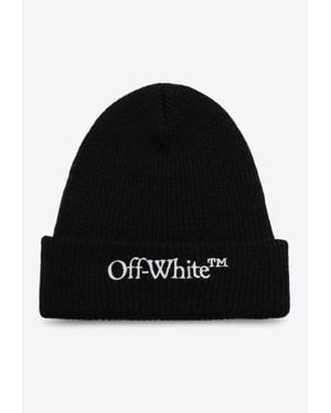 Off-White c/o Virgil Abloh Logo Embroidered Wool Beanie - Black