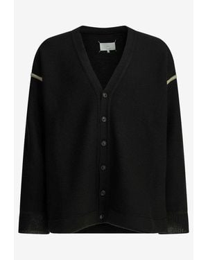 Maison Margiela Knitted Wool Cardigan With Elbow Patch - Black