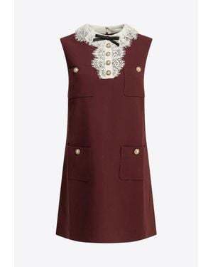 Self-Portrait Lace Collar Mini Dress - Purple