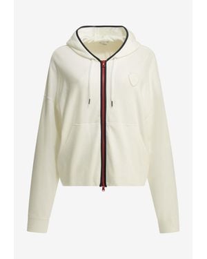 Brunello Cucinelli Logo Zip-Up Hooded Sweatshirt - White