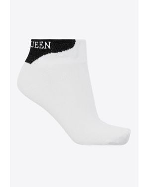 McQueen Logo-Embroidered Socks - White