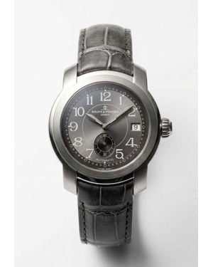 Baume & Mercier Capeland 39Mm Stainless Steel And Leather Watch - Grey