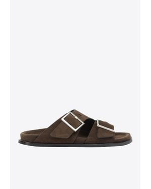 Alohas Alba Buckled Suede Sandals - Brown