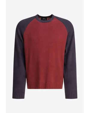 Stussy Colorblocked Raglan Sweater - Red