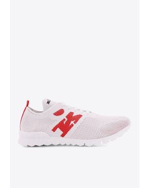 Kiton Stretch Knit Low-Top Sneakers - White