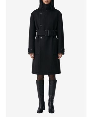 Lemaire Double-Breasted Belted Wool Blend Coat - Black