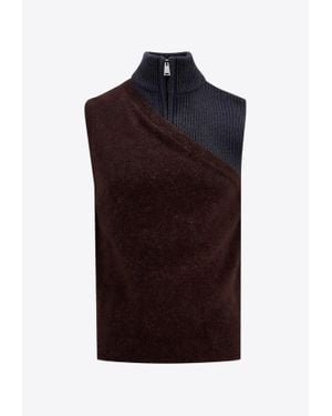 Fendi Panelled Wool Sleeveless Sweater Vest - Brown