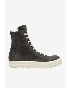 Rick Owens Tower Corduroy Canvas High-Top Sneakers - Black