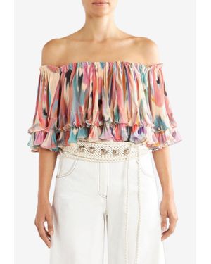 Etro Butterfly Wing Off-Shoulder Top - Red