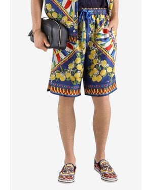 Dolce & Gabbana Carretto Print Silk Twill Bermuda Shorts - Multicolour