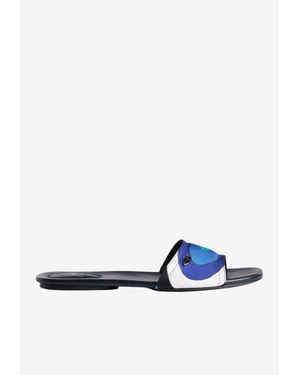 PUCCI Iride Print Silk Flat Slides - Blue