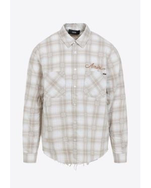 Amiri Checked Bandana-Patch Shirt - White