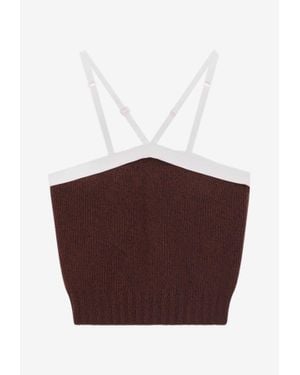 Prada Wool And Cashmere Knitted Cropped Top - Purple