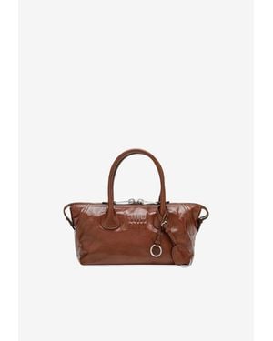 Miu Miu Glossy Vintage Leather Shoulder Bag - Brown
