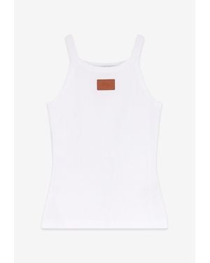 Fendi Logo Patch Ribbed Tank Top - White