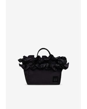 Ganni Xxl Ruffle Tote Bag - Black