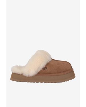 UGG Disquette Shearling Flatform Slippers - Brown