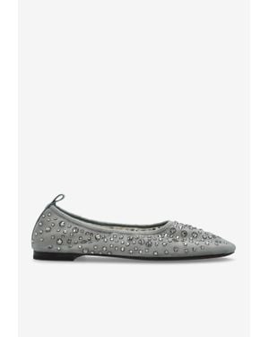 Tory Burch Crystal Mesh Ballet Flats - White