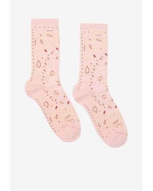 Alanui Bandana Ribbed Socks - Pink