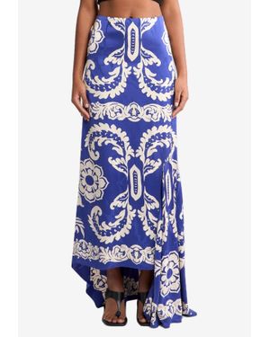 Etro Asymmetric Floral Maxi Skirt - Blue