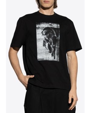 Versace Medusa Via Gesù Print T-Shirt - Black