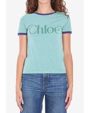 Chloé Slim Logo T-Shirt - Blue