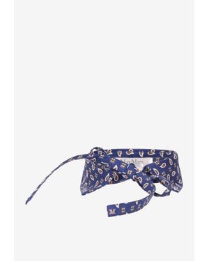Max Mara Silk Patterned Collar - Blue