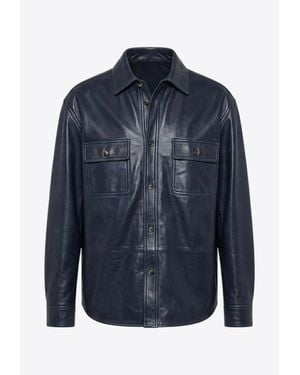 Loewe Oversized Leather Jacket - Blue