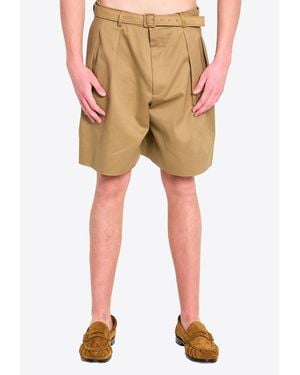 Saint Laurent Belted Bermuda Shorts - Natural