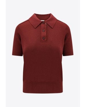Burberry Wool Knit Polo T-Shirt - Red