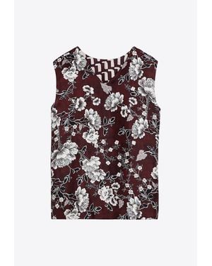 Max Mara Timeless Reversible Floral Silk Camisole Top - Purple