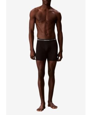 Calvin Klein Logo Waistband Long Boxer Briefs - Black