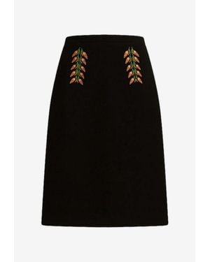 Etro Foliage Embroidered Sheath Skirt - Black