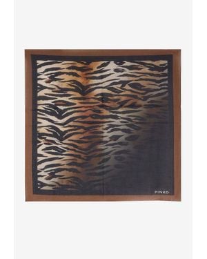 Pinko Tiger Print Silk Scarf - Multicolour