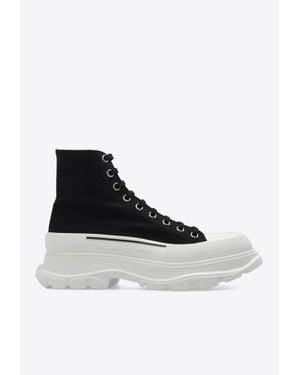 McQueen Slick Tread High-Top Chunky Sneakers - White