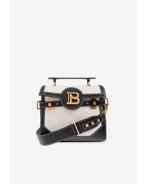 Balmain B-Buzz 23 Raffia Top Handle Bags - Natural
