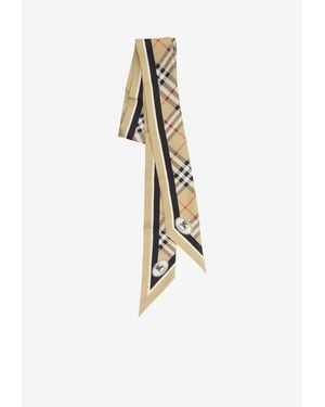 Burberry Silk Check Twill Ribbon - White